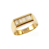 Signet Band Style Ring For Men Guy Gent CZ Yellow Gold 14k [R508-005]