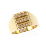 Modern Signet Style Ring For Men Guy Gent CZ Yellow Gold 14k [R508-009]
