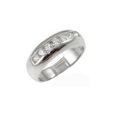 Band Style Ring For Men Guy Gent CZ White Gold 14k [R508-053]