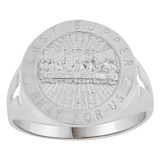 Religious Last Supper Scene Men Ring  White Gold 14k [R510-077]