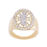 San Judas Jude Men Ring CZ Yellow Gold 14k [R511-036]