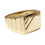 Square Signet Men Guy Gent Ring Yellow Gold 14k [R511-040]