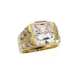 Masculine Men Ring Cubic Zirconia Yellow Gold 14k [R516-204]