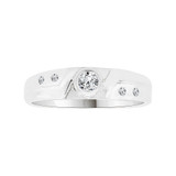 Men Band Ring Cubic Zirconia White Gold 14k [R520-052]