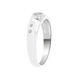 Men Band Ring Cubic Zirconia White Gold 14k [R520-052]