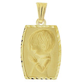 Praying Boy Communion Confirmation Pendant Medal 14mm Yellow Gold 14k [P001-023]