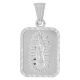 Virgin Guadalupe Pendant Rectangle Medal 13mm White Gold 14k [P001-067]