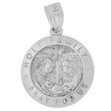 Holy Family Baptism Pendant Round 14mm White Gold 14k [P001-079]