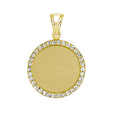 Round Blank Medal Pendent CZ Yellow Gold 14k [P002-040]