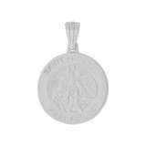 Saint Michael Medal Pendant Round 18mm White Gold 14k [P003-051]