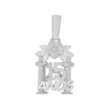 15 Anos Quinceanera Pendant Arch Flower 13mm White Gold 14k [P003-062]