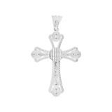 Jesus Christ Cross Crucifix Sparkly Cuts Pendant 30mm White Gold 14k [P003-066]