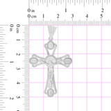 Jesus Christ Cross Crucifix Sparkly Cuts Pendant 30mm White Gold 14k [P003-066]
