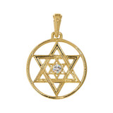 Star of David Pendant CZ Yellow Gold 14k [P003-103]