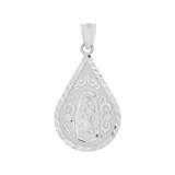 Virgin Guadalupe Pendant Pear Shape Medal 19mm White Gold 14k [P004-054]