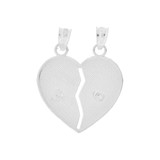 Sharing Heart Rose Te Amo Pendant 20mm White Gold 14k [P004-076]