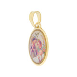 Baptism Pendant Colorful Enamel Oval Medal 15mm Yellow Gold 14k [P005-006]