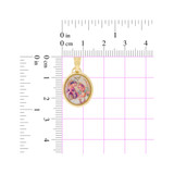 Baptism Pendant Colorful Enamel Oval Medal 15mm Yellow Gold 14k [P005-006]