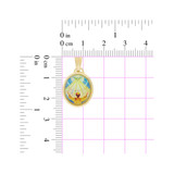 Holy Spirit Communion Confirmation Pendant Colorful Enamel Oval Medal 15mm Yellow Gold 14k [P005-010]