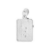 First Communion Pendant CZ Rectangular Medal 13mm White Gold 14k [P005-071]