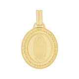 Virgin Guadalupe Laser Engraved Medal Pendant 18mm Yellow Gold 14k [P006-012]