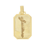 Jesus Christ Crucifix Laser Image Medal Pendant 17mm Yellow Gold 14k [P006-015]