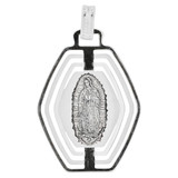 Virgin Guadalupe Laser Image Medal Pendant 24mm White Gold 14k [P006-068]