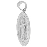 Saint Christopher Medal Pendant Oval 16mm White Gold 14k [P006-082]