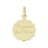 Small Baptism Pendant Puffed Hollow Charm Round 15mm Yellow Gold 14k [P007-002]