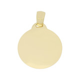 Baptism Engraved Pendant Medal Charm Round 16mm Yellow Gold 14k [P007-003]