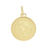 Baptism Laser Engraved Medal Charm Round Light Weight 19mm Yellow Gold 14k [P007-018]