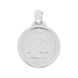 Baptism Engraved Pendant Medal Charm Round 16mm White Gold 14k [P007-053]