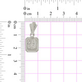 Small Baptism Pendant Medal Charm Square CZ 11mm White Gold 14k [P007-060]