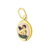 Tiny Mini Colorful Rafael Angel Pendant Round 11mm Yellow Gold 14k [P008-003]