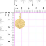 Small Communion Hollow Pendant Medal Round 15mm Wide Yellow Gold 14k [P008-014]