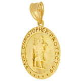 Saint Christopher Medal Pendant Round 18mm Yellow Gold 14k [P008-027]