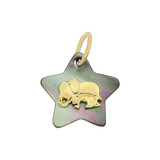 Elephant Enamel Resin Star Pendant 15mm Yellow Gold 14k [P009-015]