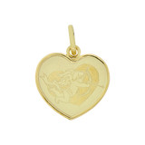 Cupid Angel Laser Engraved Heart Pendant 18mm Yellow Gold 14k [P009-016]