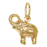 Mini Size Elephant Puffed Hollow Pendant Yellow Gold 14k [P010-014]