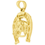 Horseshoe Stallion Pendant Yellow Gold 14k [P011-045]