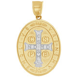 Small Saint Benedict Medal Pendant Oval 10mm Yellow Gold 14k [P013-102]