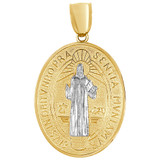 Saint Benedict Medal Pendant Oval 21mm Yellow Gold 14k [P013-105]