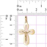 Cross Crucifix Pendant 19mm Yellow and White Gold 14k [P015-001]