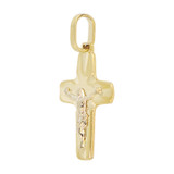 Cross Crucifix Pendant 17mm Yellow and White Gold 14k [P015-007]