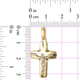 Cross Crucifix Pendant 17mm Yellow and White Gold 14k [P015-007]