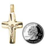 Cross Crucifix Pendant 24mm Yellow and White Gold 14k [P015-009]