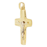 Cross Crucifix Pendant 30mm Yellow and White Gold 14k [P015-010]