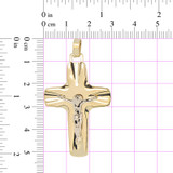 Cross Crucifix Pendant 30mm Yellow and White Gold 14k [P015-010]