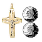 Cross Crucifix Pendant 30mm Yellow and White Gold 14k [P015-010]