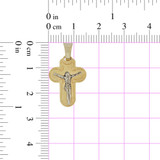 Cross Crucifix Pendant 15mm Yellow and White Gold 14k [P015-015]